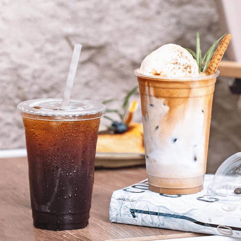 16oz PET Bubble Tea Cups With Lids factory