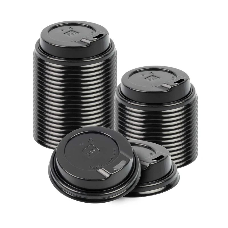 Black PP Plastic Coffee Cup Lids