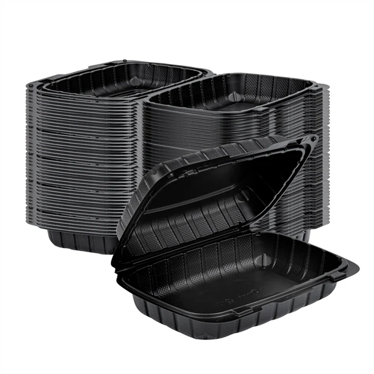 Rectangle Black MFPP Plastic Clamshell Container